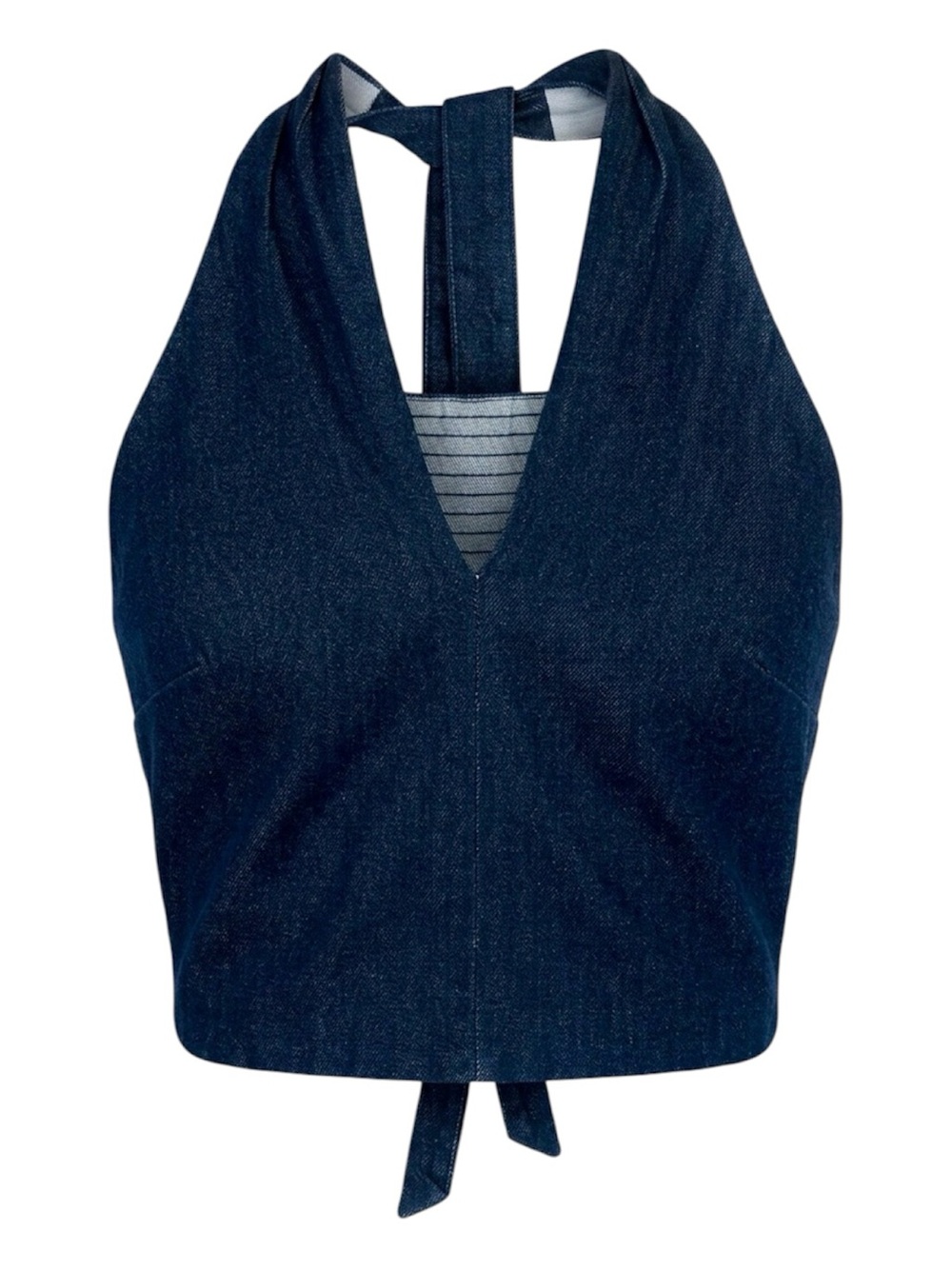 LOFT Chambray Dark Blue Denim Crossover Halter Crop Top NWT - Size 10